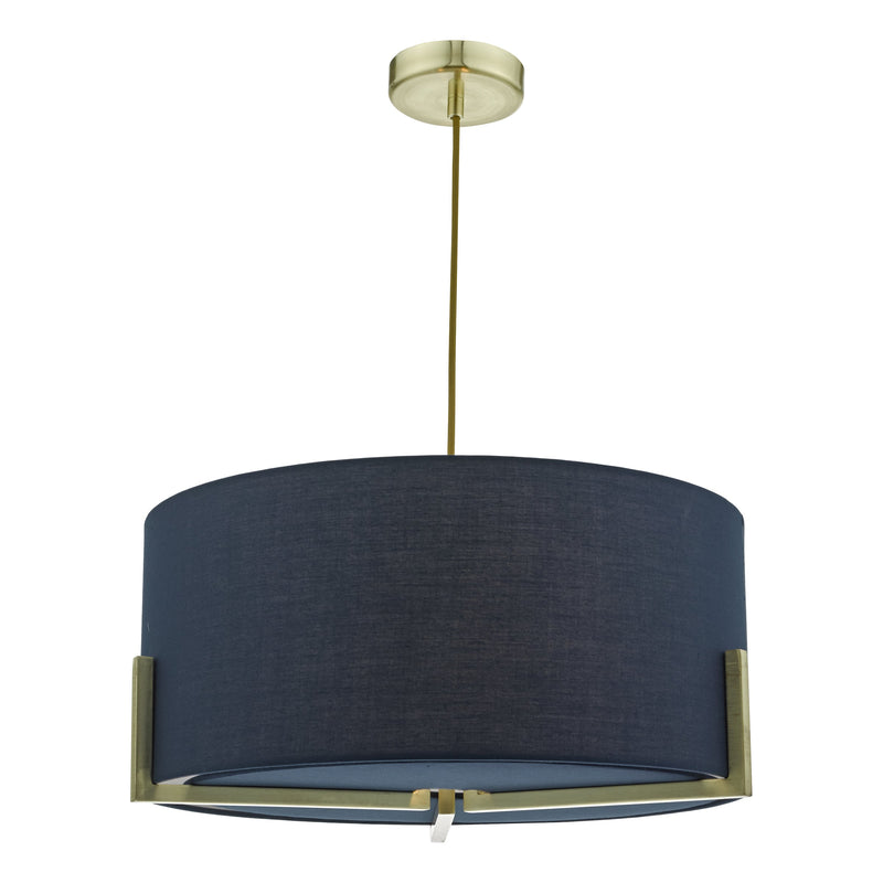 Dar Lighting Santino Pendant Gold With Navy Cotton Shade • SAN0323