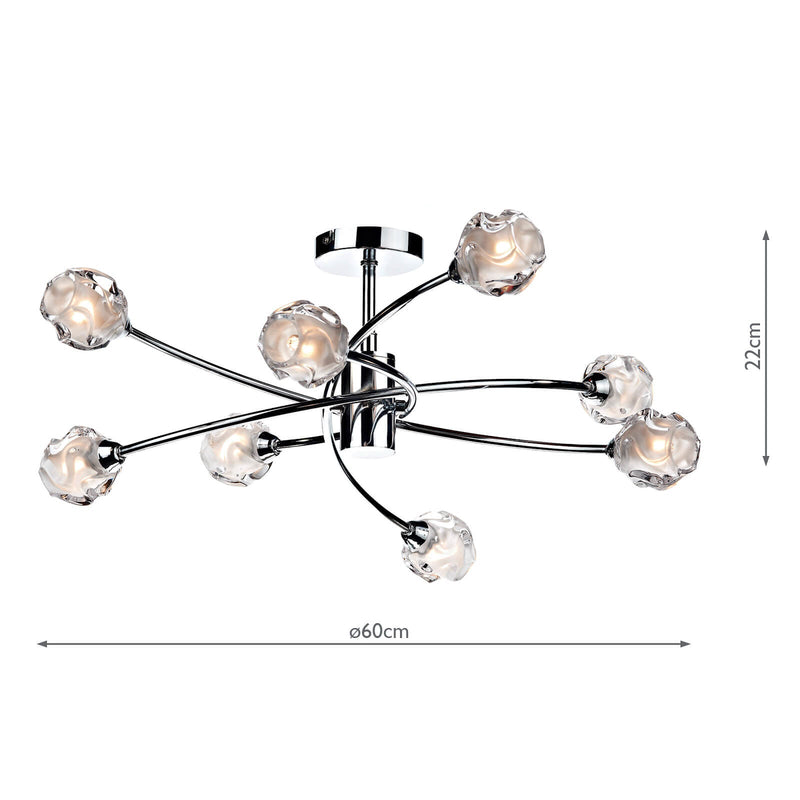 Dar Lighting Seattle 8 Light Semi Flush Polished Chrome • SEA0850