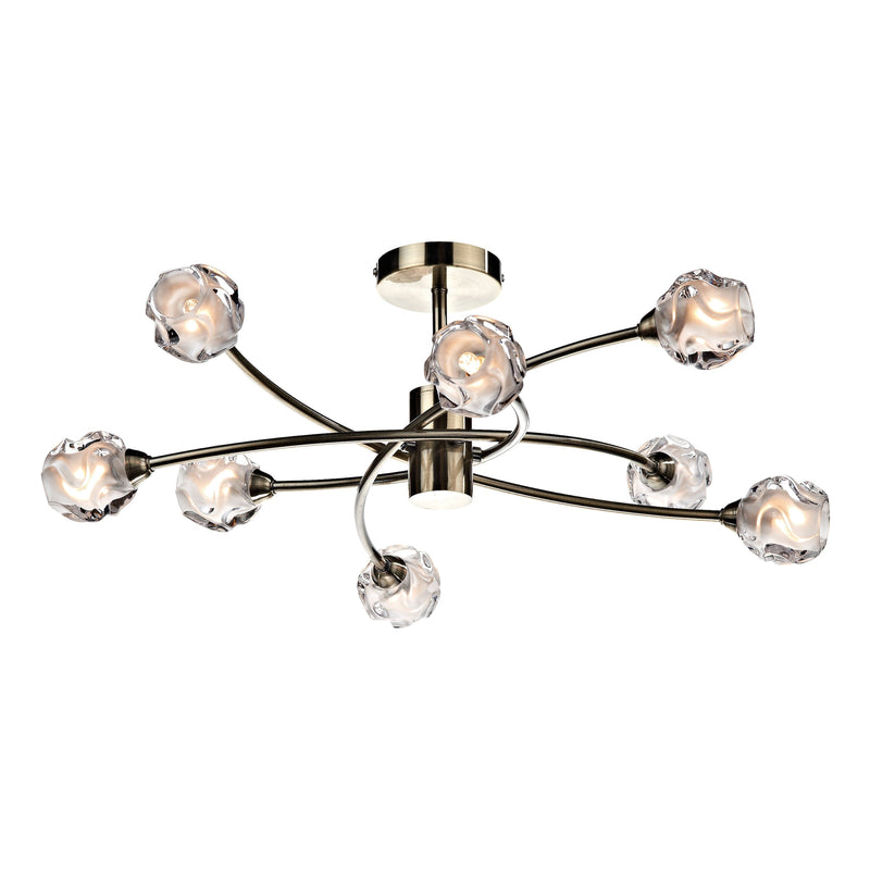 Dar Lighting Seattle 8 Light Semi Flush Antique Brass • SEA0875