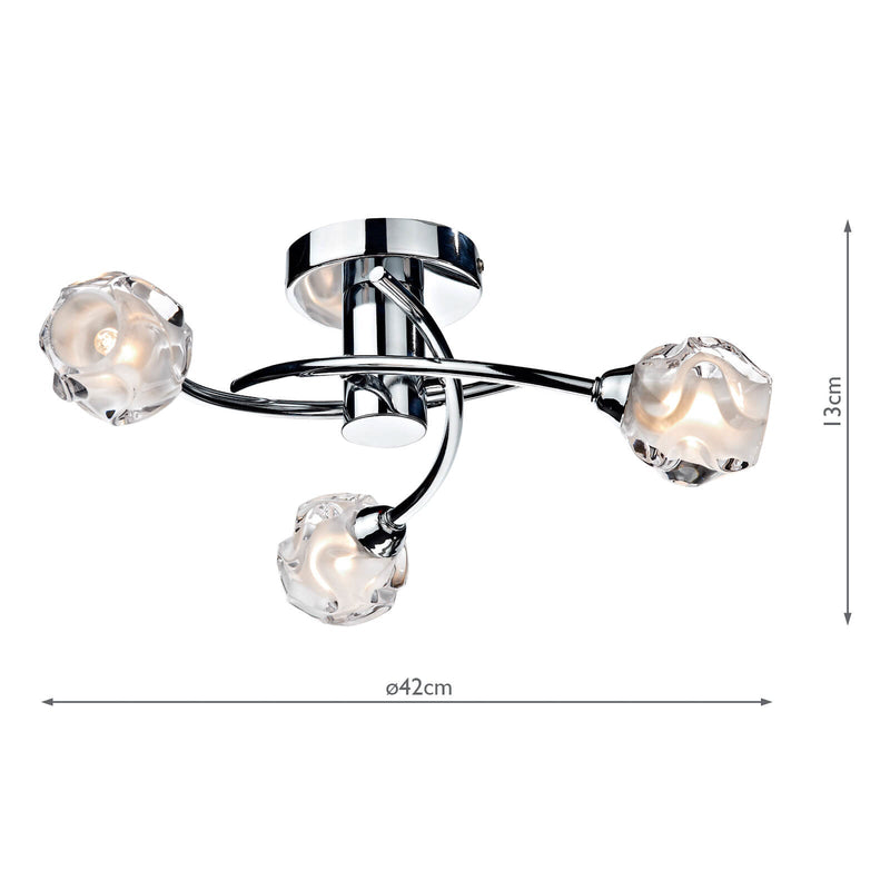 Dar Lighting Seattle 3 Light Semi Flush Polished Chrome • SEA5350