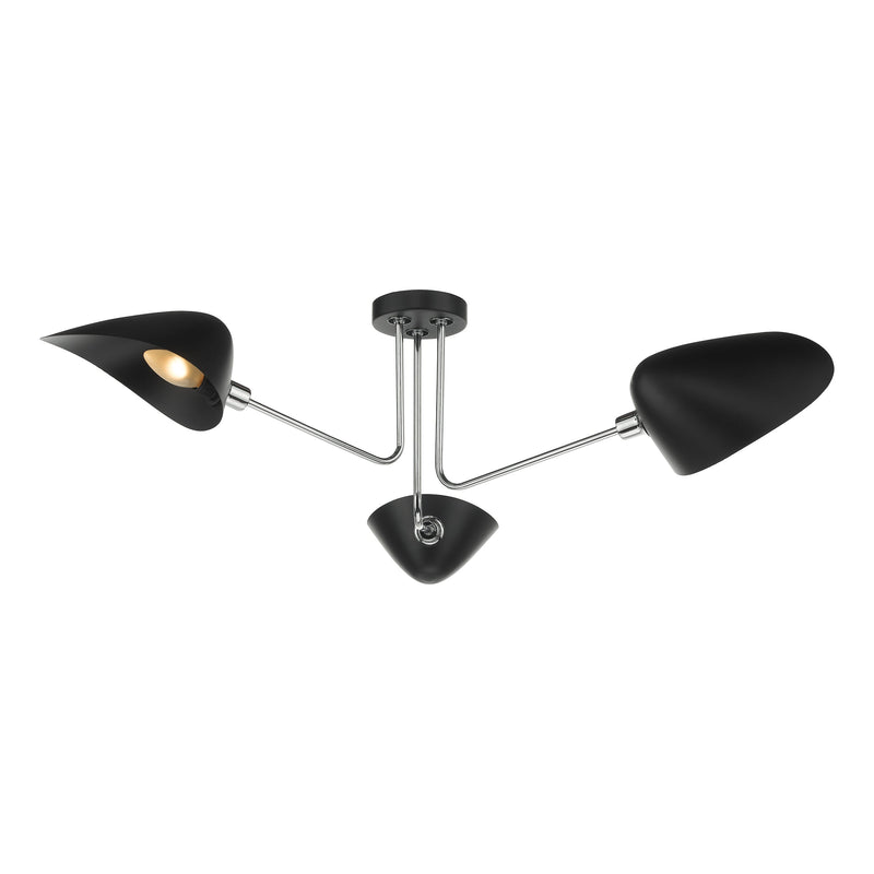 Dar Lighting Sebastian 3 Light Semi Flush Matt Black Polished Chrome • SEB0322