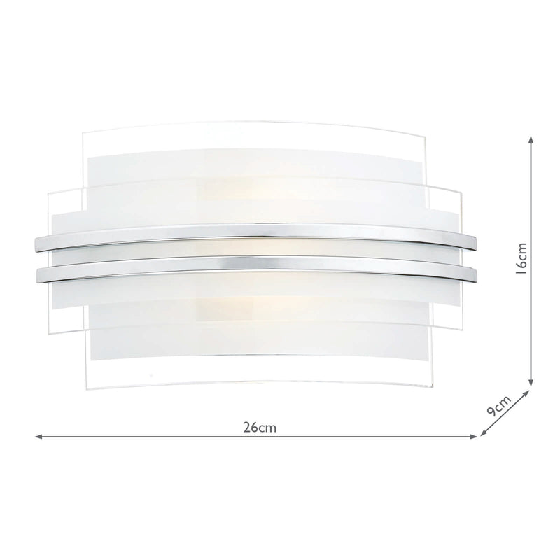 Dar Lighting Sector Small Wall Light Frosted Glass Polished Chrome LED • SEC072