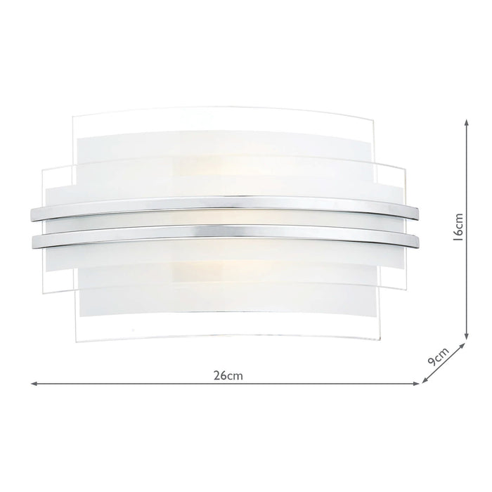 Dar Lighting Sector Small Wall Light Frosted Glass Polished Chrome LED • SEC072