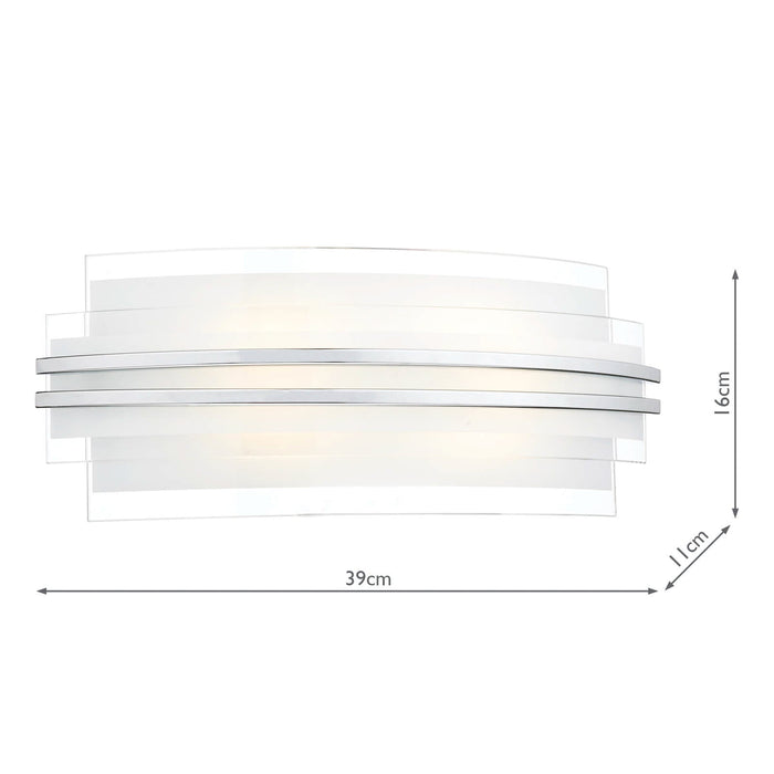 Dar Lighting Sector Large Wall Light Frosted Glass Polished Chrome LED • SEC372