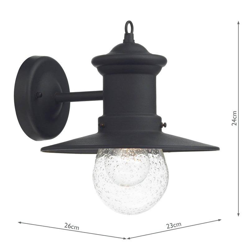 Dar Lighting Sedgewick Outdoor Wall Light Black Glass IP44 • SED1522