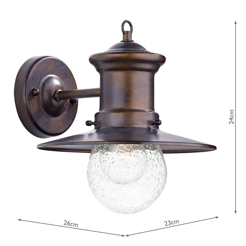 Dar Lighting Sedgewick Outdoor Wall Light Bronze Glass IP44 • SED1529