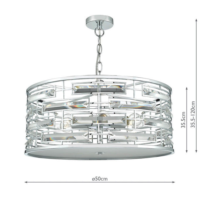 Dar Lighting Seville 6 Light Pendant K9 Crystal Polished Chrome • SEV0650
