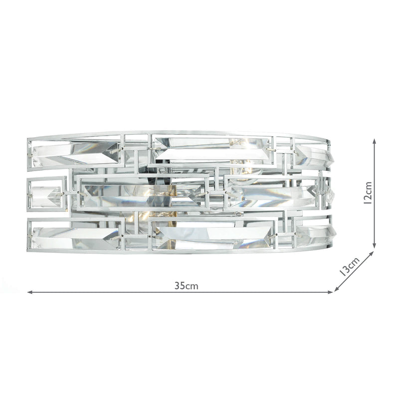 Dar Lighting Seville 2 Light Wall Light Crystal Polished Chrome • SEV0950