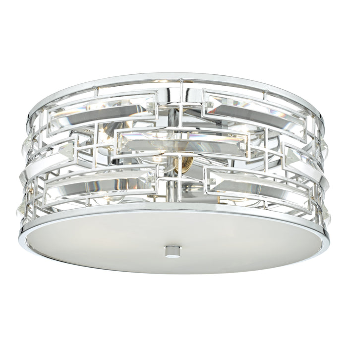Dar Lighting Seville 3 Light Flush Polished Chrome Crystal With Diffuser • SEV5250