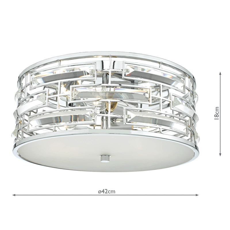 Dar Lighting Seville 3 Light Flush Polished Chrome Crystal With Diffuser • SEV5250