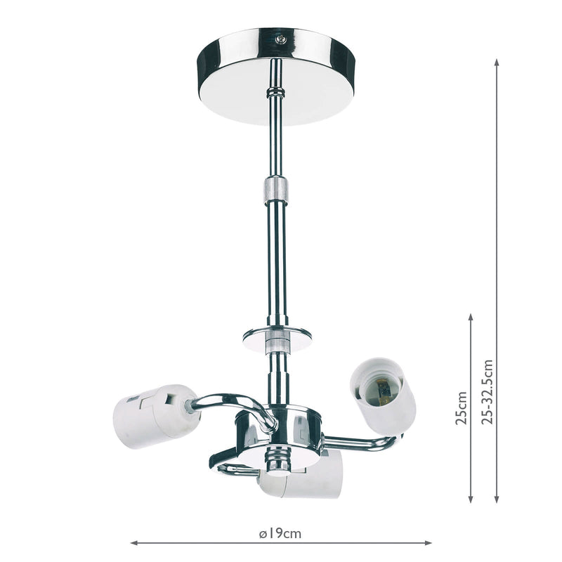 Dar Lighting 3 Light Semi Flush Suspension Polished Chrome • SF5350