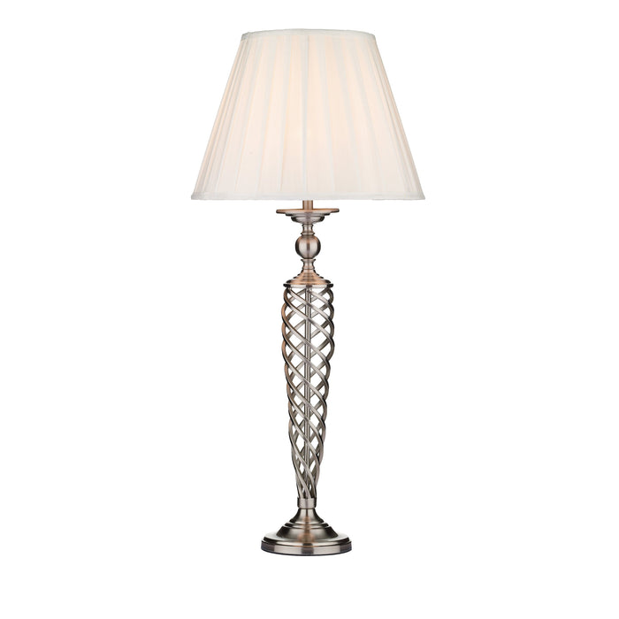 Dar Lighting Siam Table Lamp Satin Chrome With Shade • SIA4246