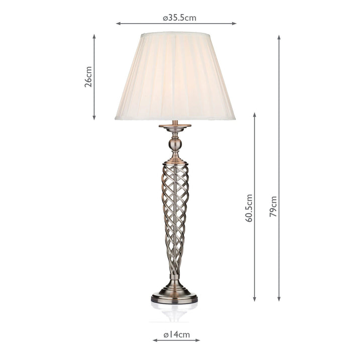 Dar Lighting Siam Table Lamp Satin Chrome With Shade • SIA4246