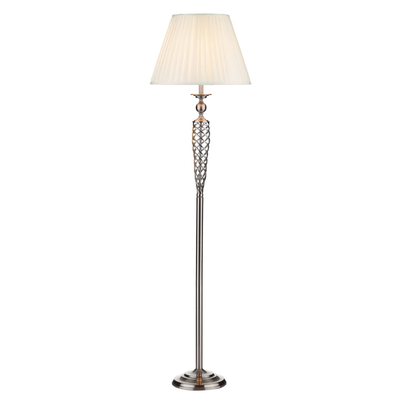 Dar Lighting Siam Floor Lamp Satin Chrome With Shade • SIA4946