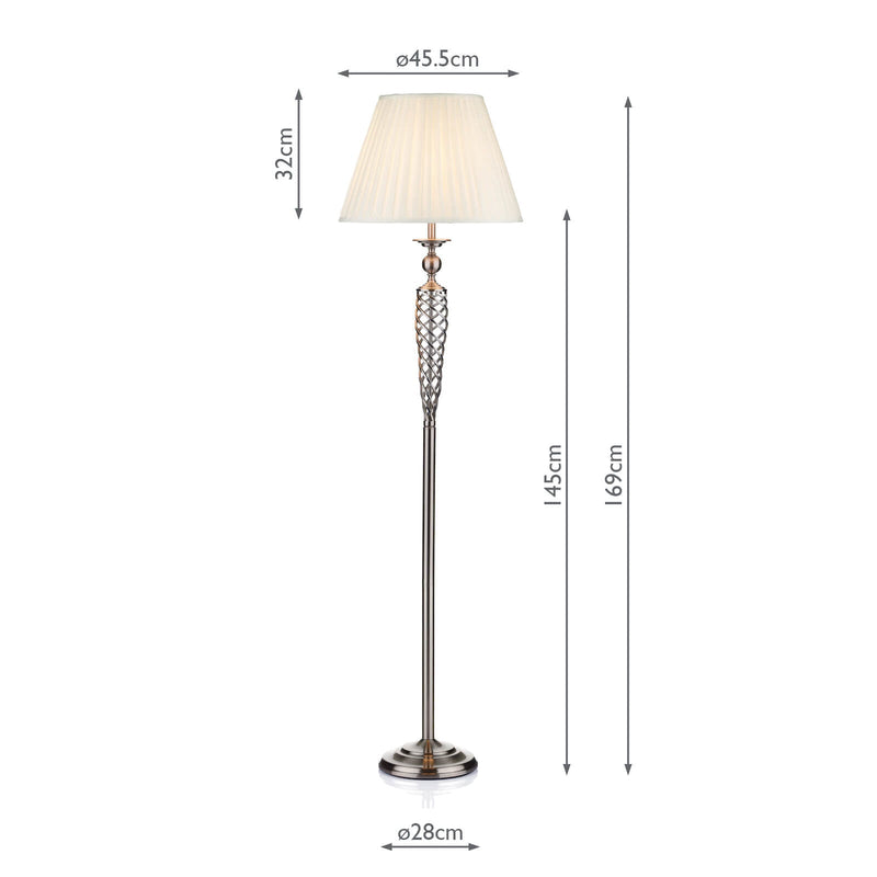 Dar Lighting Siam Floor Lamp Satin Chrome With Shade • SIA4946