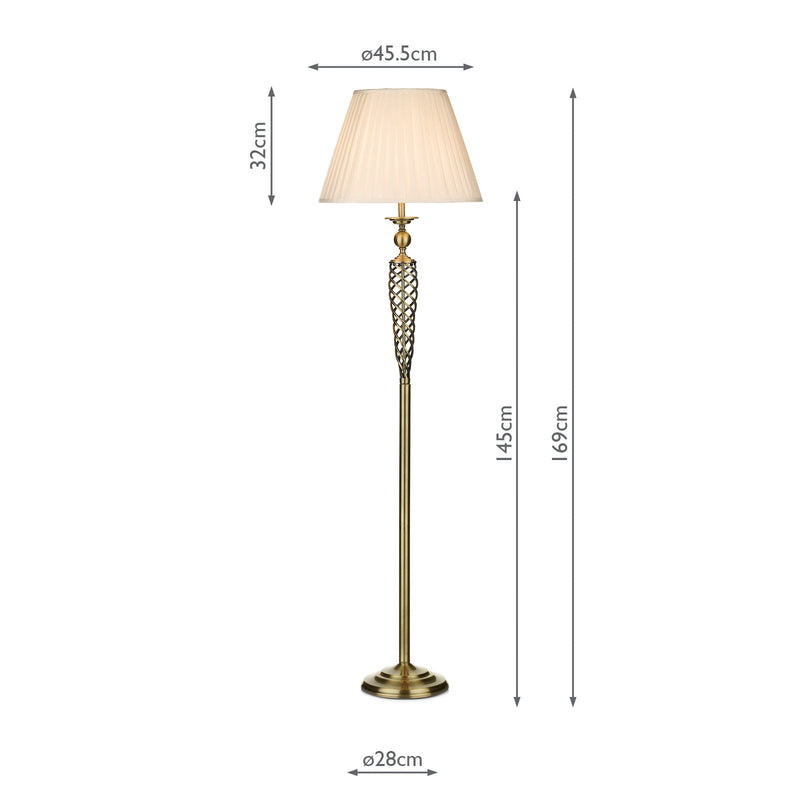 Dar Lighting Siam Floor Lamp Antique Brass With Shade • SIA4975