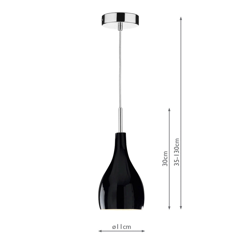 Dar Lighting Soho 1 Light Pendant Black • SOH0122