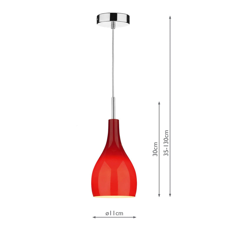 Dar Lighting Soho 1 Light Pendant Red • SOH0125