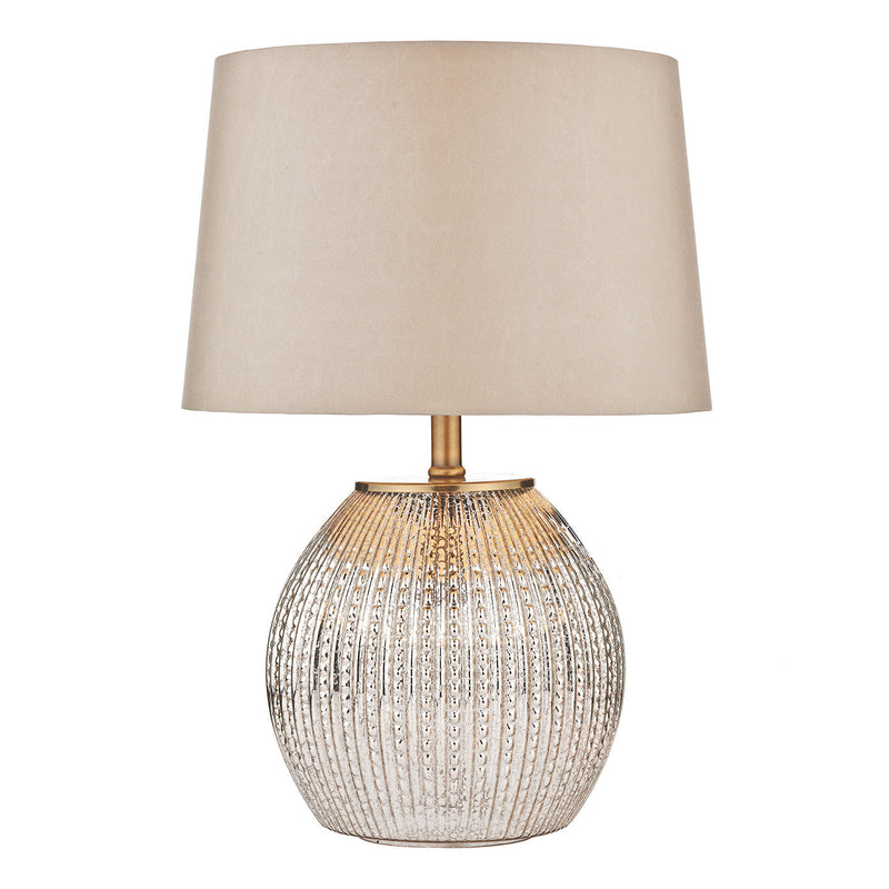 Dar Lighting Sonia Dual Light Table Lamp Antique Brass & Silver Glass With Shade • SON4232
