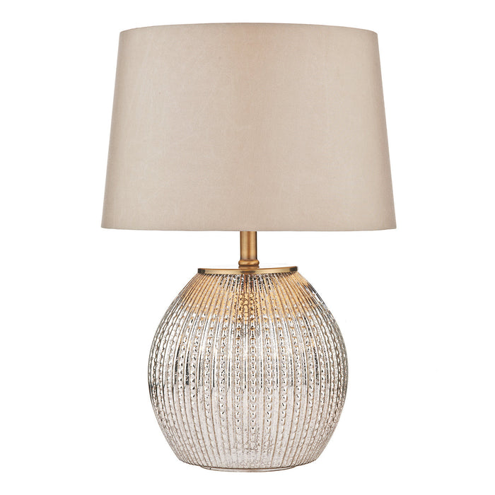 Dar Lighting Sonia Dual Light Table Lamp Antique Brass & Silver Glass With Shade • SON4232