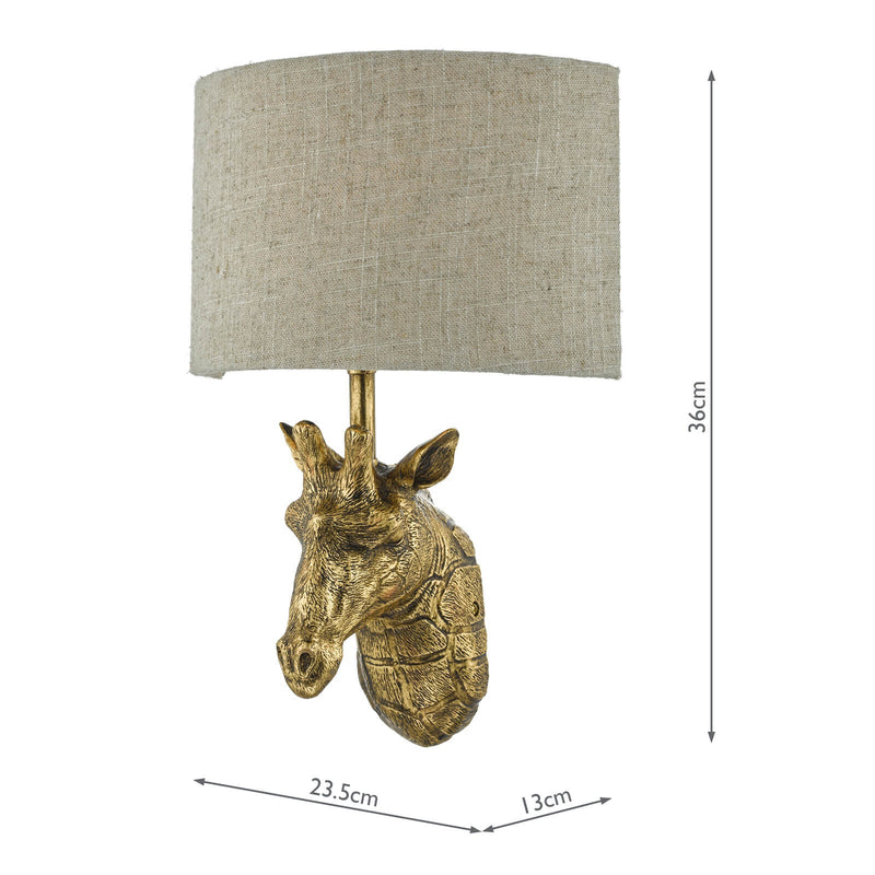Dar Lighting Sophie Giraffe Wall Light Gold With Shade • SOP0735