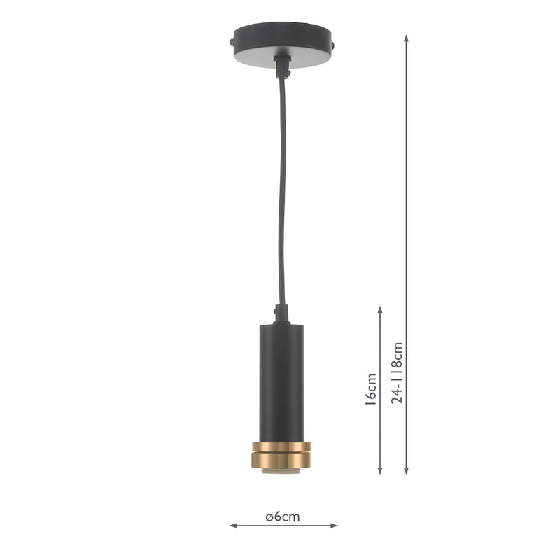 Dar Lighting Accessory 1 Light E27 Suspension Matt Black And Bronze • SP6522