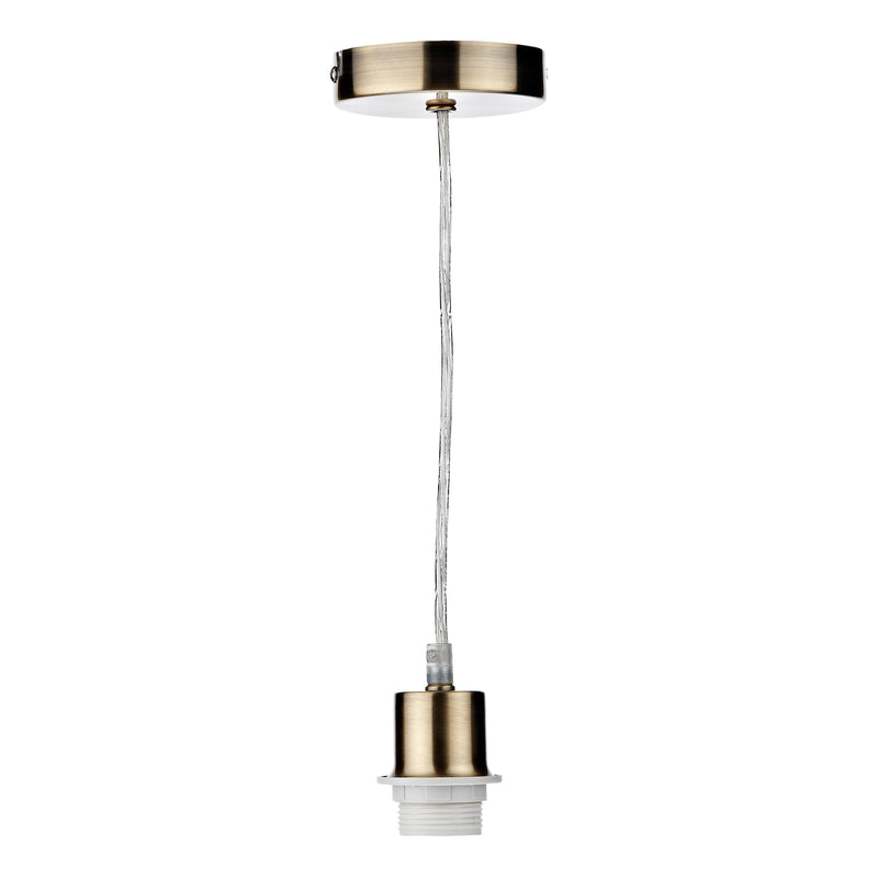 Dar Lighting 1 Light Antique Brass E27 Suspension With Clear Cable • SP67