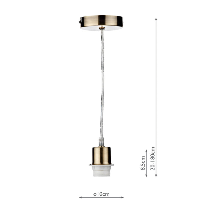 Dar Lighting 1 Light Antique Brass E27 Suspension With Clear Cable • SP67