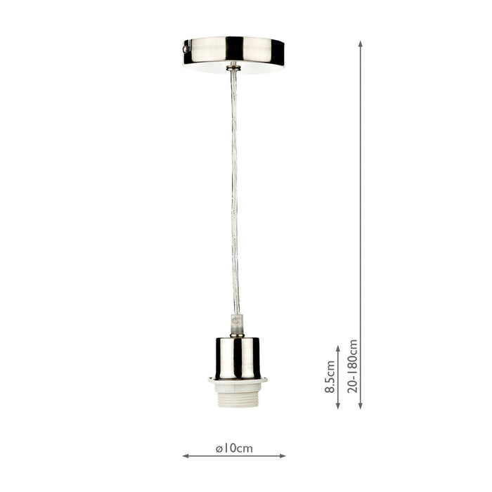 Dar Lighting 1 Light Satin Chrome E27 Suspension With Clear Cable • SP68