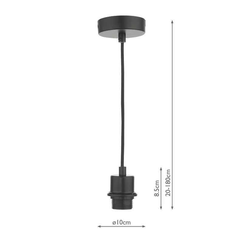 Dar Lighting 1 Light Matt Black E27 Suspension With Black Cable • SP69