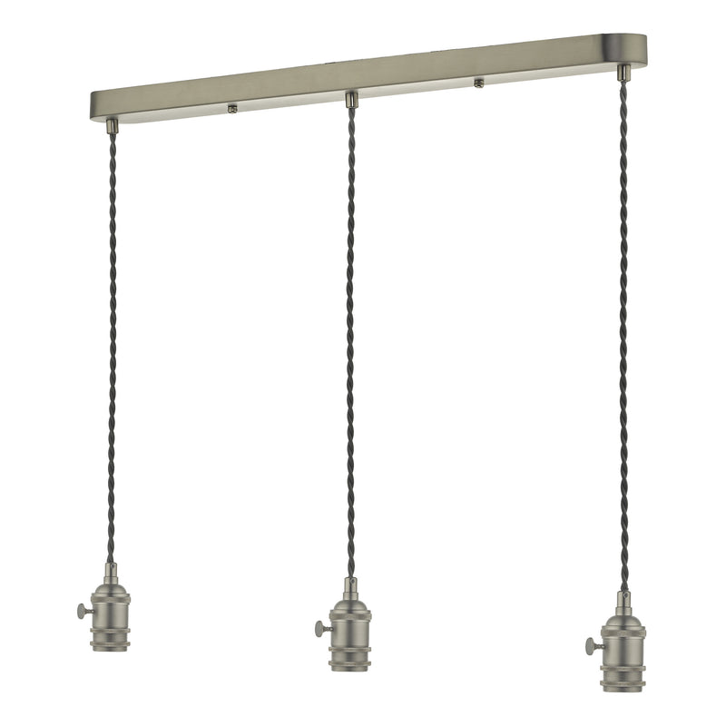 Dar Lighting 3 Light Bar Suspension Antique Chrome With Grey Cable • SPB3661