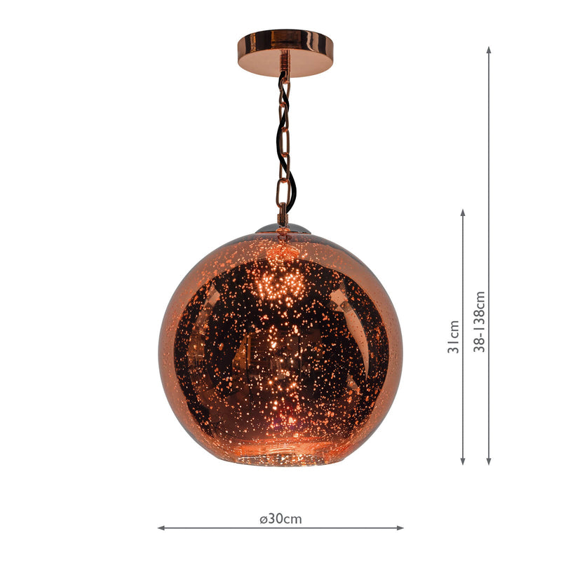 Dar Lighting Speckle 1 Light Electro Plated Pendant Copper Finish • SPE0164