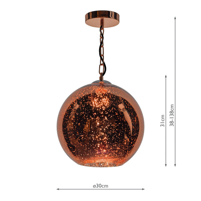 Dar Lighting Speckle 1 Light Electro Plated Pendant Copper Finish • SPE0164