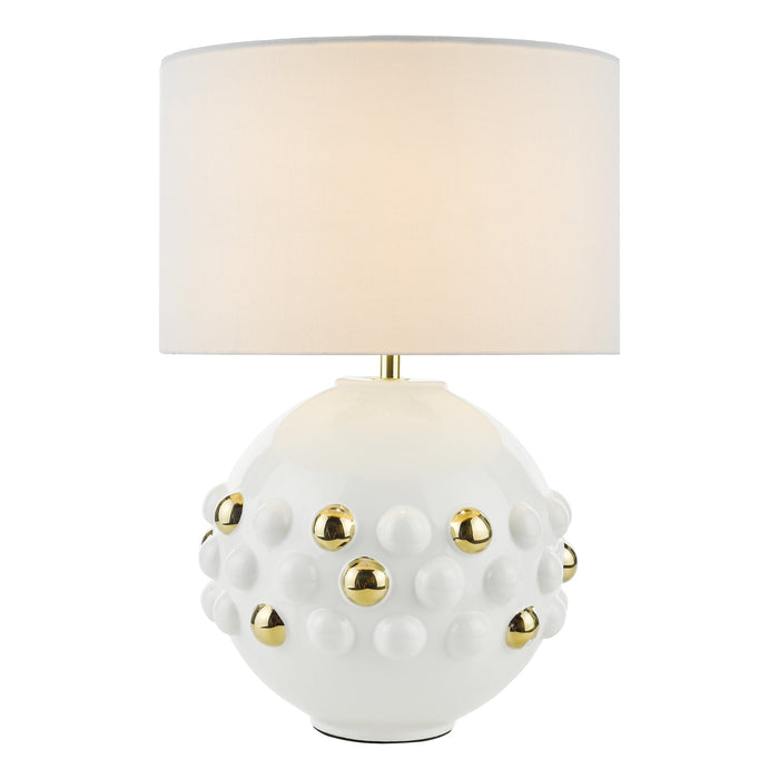 Dar Lighting Sphere Table Lamp Gloss White & Gold With Shade • SPH422