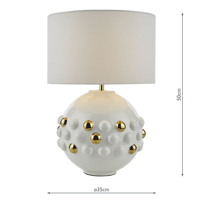 Dar Lighting Sphere Table Lamp Gloss White & Gold With Shade • SPH422