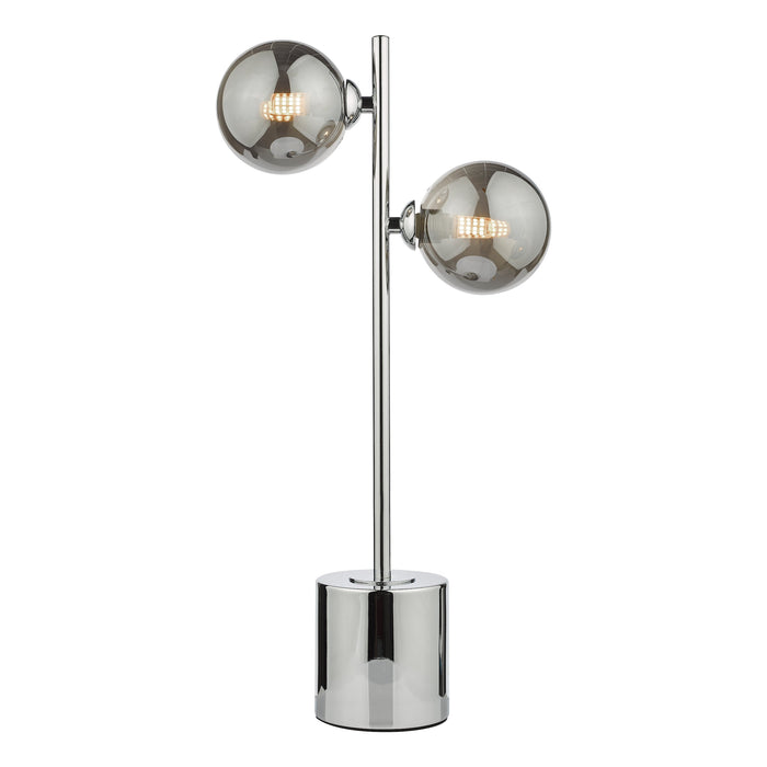 Dar Lighting Spiral 2 Light Table Lamp Polished Chrome Smoked Glass • SPI4250-01