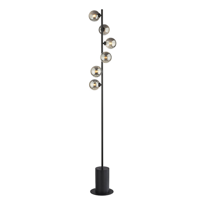 Dar Lighting Spiral 6 Light Floor Lamp Matt Black Smoked Glass • SPI4922-01