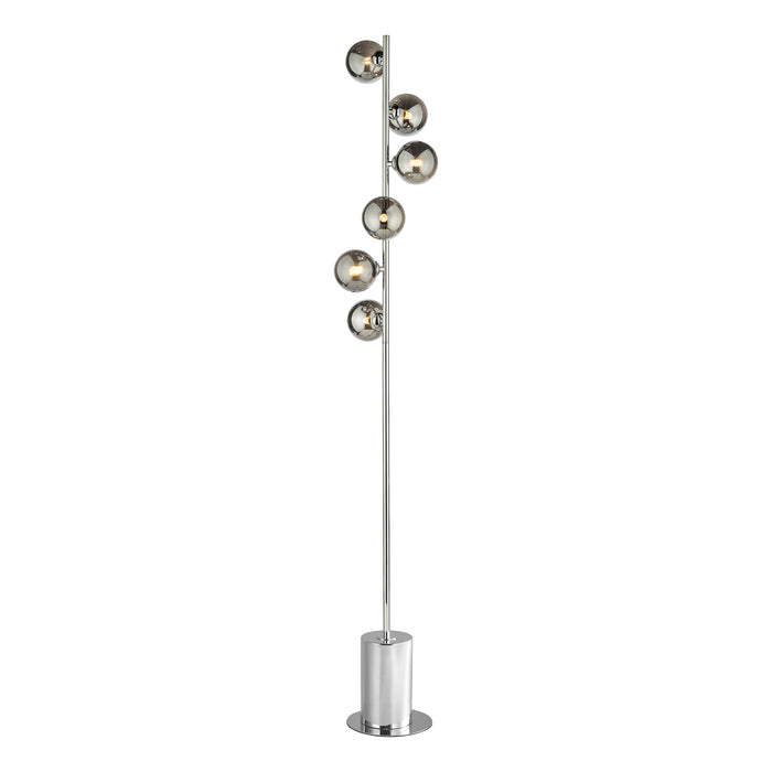 Dar Lighting Spiral 6 Light Floor Lamp Polished Chrome Smoked Glass • SPI4950-01