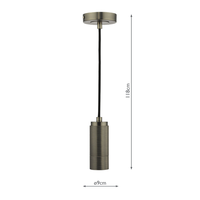 Dar Lighting 1 Light Knurled Antique Chrome E27 Suspension • SPK0167