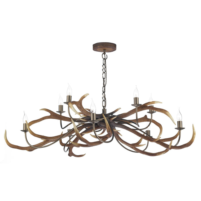 David Hunt STA2329 Stag 10 Light Highland Rustic Pendant Ceiling Light