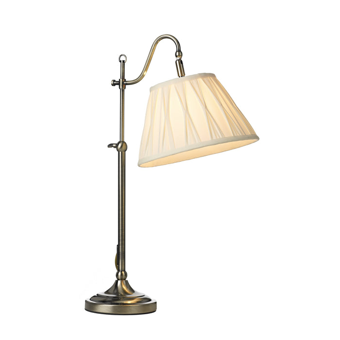 Dar Lighting Suffolk Rise & Fall Table Lamp Antique Brass With Shade • SUF4075-X