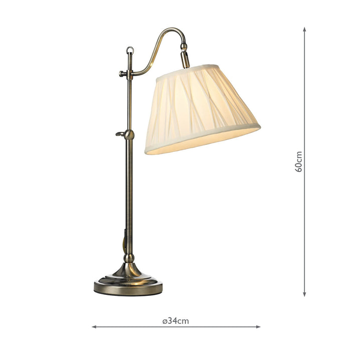 Dar Lighting Suffolk Rise & Fall Table Lamp Antique Brass With Shade • SUF4075-X