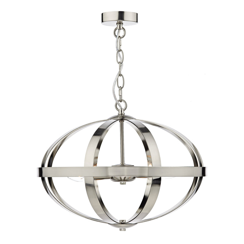 Dar Lighting Symbol 3 Light Pendant Satin Chrome • SYM0346