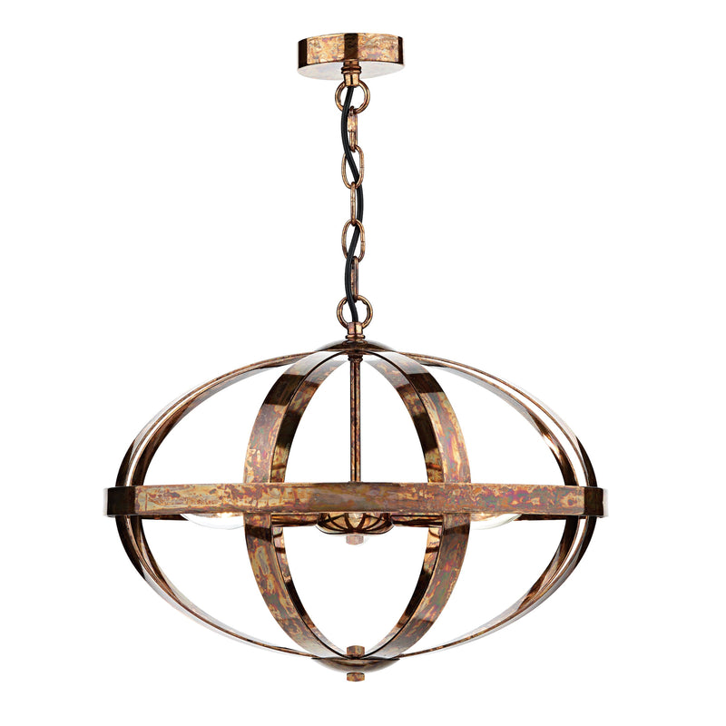 Dar Lighting Symbol 3 Light Pendant Petrol Copper • SYM0364