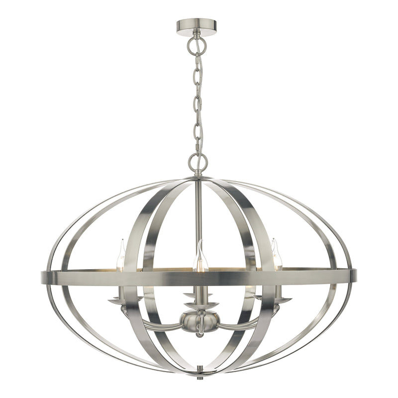 Dar Lighting Symbol 6lt Pendant Satin Chrome • SYM0646