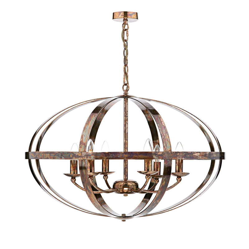 Dar Lighting Symbol 6 Light Pendant Petrol Copper • SYM0664