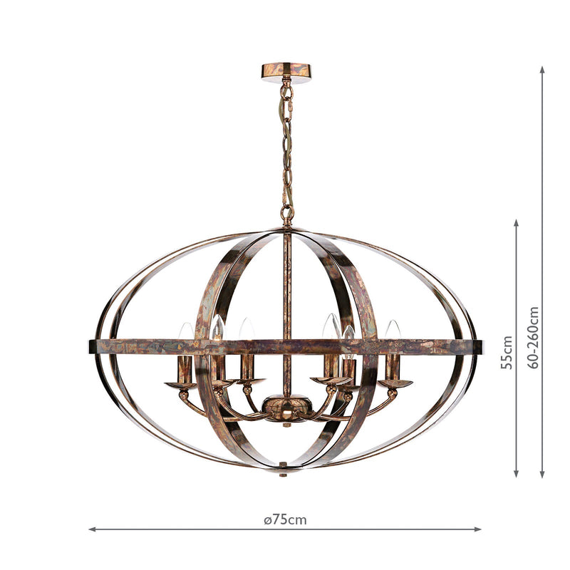 Dar Lighting Symbol 6 Light Pendant Petrol Copper • SYM0664