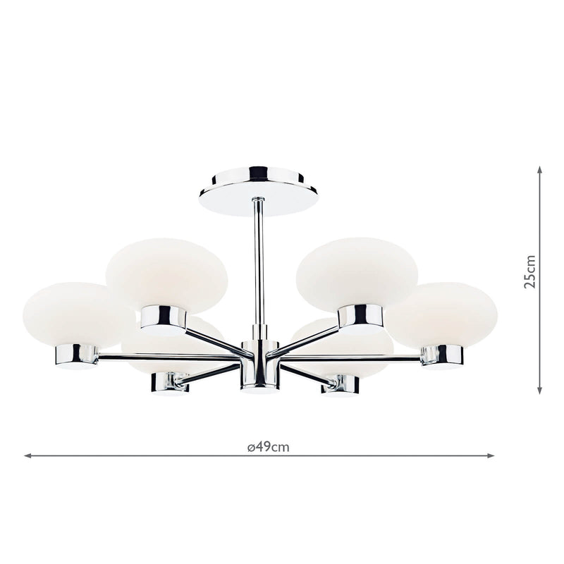 Dar Lighting System 6 Light Semi Flush Polished Chrome • SYS0650