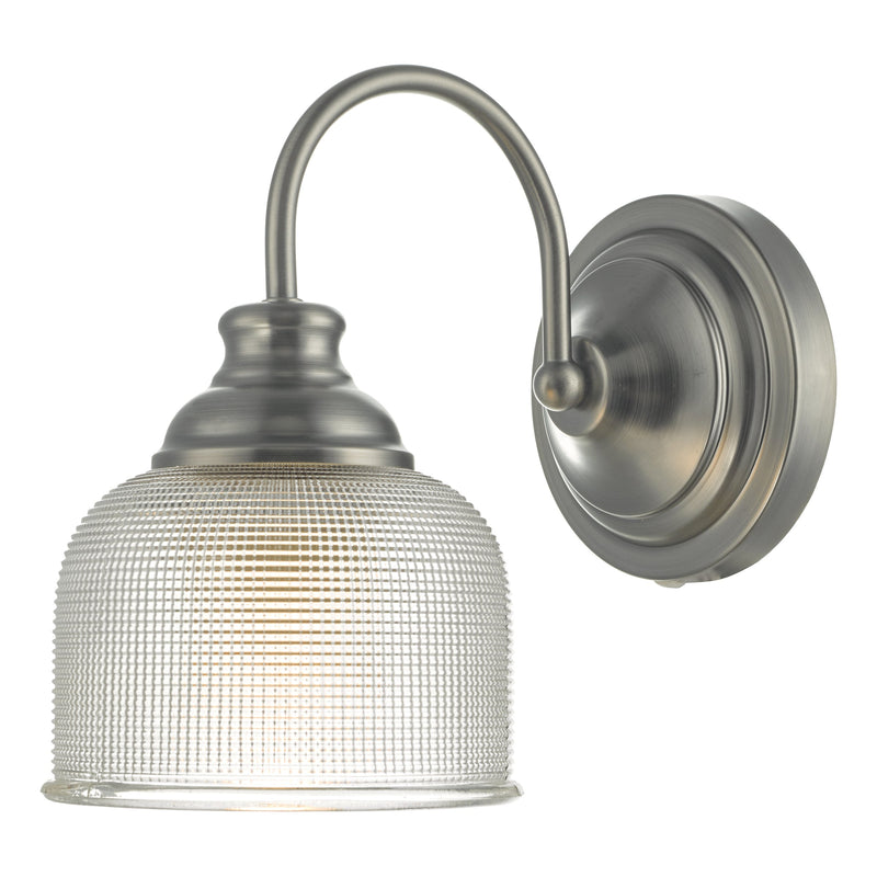 Dar Lighting Tack Wall Light Antique Chrome & Textured Glass • TAC0761