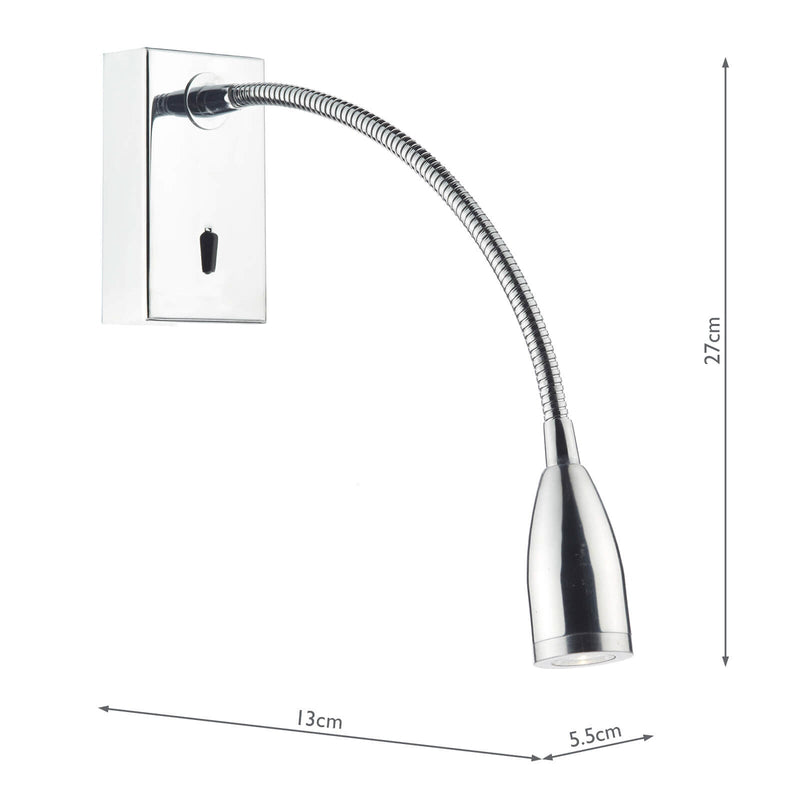 Dar Lighting Tadley Wall Bracket Polished Chrome LED • TAD0750